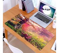 KDWJS Tappetino per mouse XXL Speed Gaming - 90x40 cm - XXL Mousepad - base antiscivolo - migliora la precisione e la velocità - Set da fattoria, paesaggio maestoso da favola con alberi autunnali nel