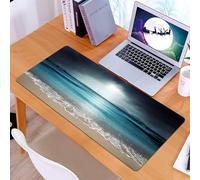 KDWJS Tappetino per mouse XXL Speed Gaming - 90x40 cm - XXL Mousepad - base antiscivolo - migliora la precisione e la velocità - Cielo tempestoso sotto la vista del mare, spiagge e oceani, un raggio