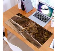 KDWJS Tappetino per mouse XXL Speed Gaming - 90x40 cm - XXL Mousepad - base antiscivolo - migliora la precisione e la velocità - Uno spettacolo distintivo di una tigre giaguaro che si avvicina furtiv