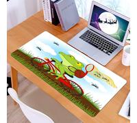 KDWJS Tappetino per mouse XXL Speed Gaming - 90x40 cm - XXL Mousepad - base antiscivolo - migliora la precisione e la velocità - rana divertente su una bicicletta che caccia svolazzando nella natura