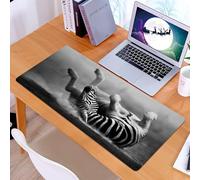 KDWJS Tappetino per mouse XXL Speed Gaming - 90x40 cm - XXL Mousepad - base antiscivolo - migliora la precisione e la velocità - Zebra che rotola nella polvere: attività artistica di mammifero selva
