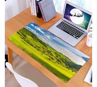 KDWJS Tappetino per mouse XXL Speed Gaming - 90x40 cm - XXL Mousepad - base antiscivolo - migliora la precisione e la velocità - Il cielo soleggiato si estende nei campi verdi, Montagne rurali verdi