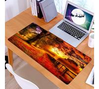 KDWJS Tappetino per mouse XXL Speed Gaming - 90x40 cm - XXL Mousepad - base antiscivolo - migliora la precisione e la velocità - Una strada tranquilla in autunno, immersa nella morbida luce del sole