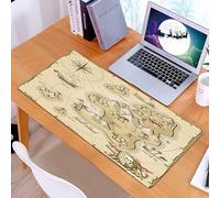 KDWJS Tappetino per mouse XXL Speed Gaming - 90x40 cm - XXL Mousepad - base antiscivolo - migliora la precisione e la velocità - Mappa disegnata a mano di Pirate, Treasure Island Sea Adventure