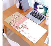 KDWJS Tappetino per mouse XXL Speed Gaming - 90x40 cm - XXL Mousepad - base antiscivolo - migliora la precisione e la velocità - Elegante design Sakura, fiori rosa in fiore e petali sparsi su uno sfo