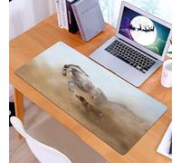 KDWJS Tappetino per mouse XXL Speed Gaming - 90x40 cm - XXL Mousepad - base antiscivolo - migliora la precisione e la velocità - Cavalli, cavallo lusaziano che gioca con un cane nella tempesta di sab