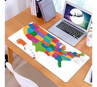 KDWJS Tappetino per mouse XXL Speed Gaming - 90x40 cm - XXL Mousepad - base antiscivolo - migliora la precisione e la velocità - Wanderlust, Mappa colorata degli USA con stati e capitali Washington F