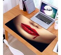 KDWJS Tappetino per mouse XXL Speed Gaming - 90x40 cm - XXL Mousepad - base antiscivolo - migliora la precisione e la velocità - Labbra di donna vampiro sexy con sangue che gocciola Primo piano glamo