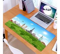 KDWJS Tappetino per mouse XXL Speed Gaming - 90x40 cm - XXL Mousepad - base antiscivolo - migliora la precisione e la velocità - Mappa, Monumenti storici famosi del mondo, destinazioni di viaggio a t