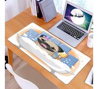 KDWJS Tappetino per mouse XXL Speed Gaming - 90x40 cm - XXL Mousepad - base antiscivolo - migliora la precisione e la velocità - Carlino, caricatura di un cane che fa il bagno con le bolle, fiore col