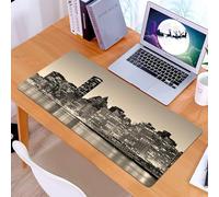 KDWJS Tappetino per mouse XXL Speed Gaming - 90x40 cm - XXL Mousepad - base antiscivolo - migliora la precisione e la velocità - Lo skyline di Manhattan, nel centro di New York, in bianco e nero, di