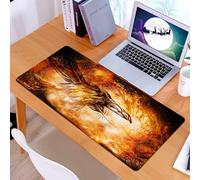KDWJS Tappetino per mouse XXL Speed Gaming - 90x40 cm - XXL Mousepad - base antiscivolo - migliora la precisione e la velocità - disegno ornamentale di un corvo con piume nello spazio cosmico.