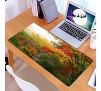 KDWJS Tappetino per mouse XXL Speed Gaming - 90x40 cm - XXL Mousepad - base antiscivolo - migliora la precisione e la velocità - Incantevole foresta autunnale: una nebbia - Scena avvolta da alberi mu