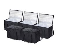 KDYVK Confezione da 5 Borse Termiche riutilizzabili for la Spesa, Borse frigo XXXL con Cerniera, Borsa Termica for Alimenti Caldi/Freddi, Spesa, Viaggi, Spiaggia, Nero (22,8"x13"x15")