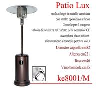Ke grill ke8001/m stufa a fungo patio per esterni colore marrone a gas bombola trasportabile potenza 13 kw 15 mq