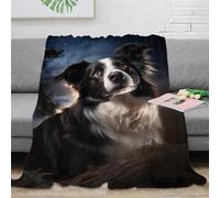 KeAan Border Collie Coperta Per Adulti E Bambini,Cucciolo carino Coperta Morbida E Calda Coperta in Pile Di Flanella Per Tutte Le Stagioni, Per Letto E Divano 50x60inch(127x152cm)