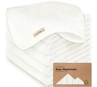 KeaBabies - Confezione da 6 asciugamani per bambini - Morbidi asciugamani in bambù per neonati, bambini, ultra assorbenti per neonati, 25 x 25 cm, delicati per pelli sensibili (Bianco)