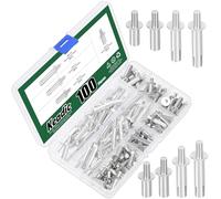 Keadic 100 pezzi M6.4 Countersunk Aluminum Core Rivets with Round Head Assortment Set, 15/20/25/30 mm Knock Drive Expansion Solid Rivets for Home Electronic Equipment