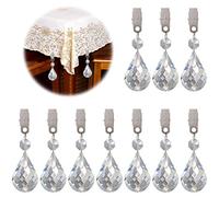 Keadic 10PCS 5 Tipo di Cristallo prismi a Goccia Ciondolo fermatovaglia Kit con Clip in Metallo Perfetto per Giardinaggio Party Outdoor Picnic Matrimoni tovaglie Buffet Cucurbitacea Trasparente