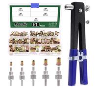 Keadic 156 pezzi per rivetti a mano resistenti kit di settaggio dado contiene utensile Nutsert con 5 mandrini intercambiabili metrici e 100 rivdadi filettati M3/M4/M5/M6/M8 per autoveicoli