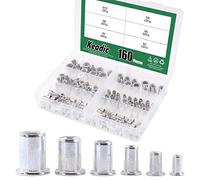 Keadic 160 dadi in alluminio per rivetti metrici a testa piatta filettata, kit assortito - M3 M4 M5 M6 M8 M10
