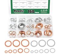 Keadic 160 pezzi, 16 misure, olio di scarico Plug Crush Washer Assortment Set, Copper & Aluminum Flat Gasket Seal for Cars Track and Motorcycle, M6 M8 M10 M12 M14 M16 M18 M20
