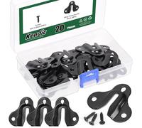 Keadic 20 ganci neri per buco della serratura con 60 viti, ganci a farfalla per buco della serratura, ganci per cornici per specchi, tazze, chiavi, cappotti, appendiabiti in legno per montaggio a