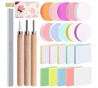 Keadic 24 Pezzi Blocco Stampa Starter Tool Kit, Timbri di Gomma Making Set con Blocchi Rotondi & Quadrati di Gomma Carving, Linoleum Cutter Tools & Grindstone per Timbro Carving e Printmaking