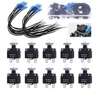 Keadic 40 pezzi 5/10/15/20/30 A Push Button Circuit Breaker con Reset Manual Reset Assorted Set AC125-250 V 32 VDC Thermal Circuit Breaker with 19 cm Wire Leads, Terminals Female Spade Cap