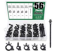 Keadic 56Pcs Auto Wire Loom Routing Clips Assortimento 6 Diverse misure di cablaggio universale Routing Clip di ricambio per Honda GM Mazda