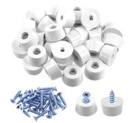 Keadic 62 piedini in gomma antiscivolo per tagliere, 25 x 20 x 13 mm, colore bianco, protezione per pavimenti con guarnizione integrata e viti per mobili in legno, sedie, tavoli, divani