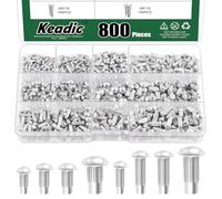 Keadic 800 pezzi M2 M2.5 M3 M4 in alluminio, set di rivetti solidi in alluminio, 6 mm, 8 mm, 10 mm, rivetti in alluminio solido per la riparazione di barche, aerei, macchine automobilistiche