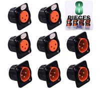 Keadic - Jack XLR maschio e femmina a 3 pin, per montaggio a pannello su telaio, serie D, alloggiamento in metallo nero, perfetto per connettori audio studio serie D, confezione da 8