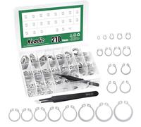 Keadic Kit assortimento 211 pezzi 21 misure anelli elastici interni C-Clip con pinzette, acciaio inossidabile 304 [da M4 a M28] anelli di fissaggio esterni Circlip (C-Clip acciaio inossidabile 304)