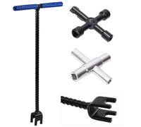Keadic Kit di chiavi per contatore dell'acqua da 40,6 cm include 4 vie triangolo quadrato utilità chiave e acciaio T-handle Sillcock acqua chiave per rubinetto rubinetti valvole armadio