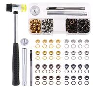 Keadic Kit di occhielli spessi da 4 mm, con martello e punzonatrice in gomma, set di occhielli in metallo in 4 colori, per tende, abbigliamento, pelle, chiusure fai da te (ottone, argento, oro,
