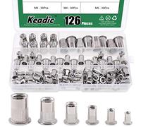 Keadic rivetto dado in acciaio INOX, alluminio zincato acciaio al carbonio testa piatta filettato inserto Nutsert assortimento kit - m3 M4 M5 M6 M8 M10 (Metrico)