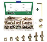 Keadic - Set di 100 dadi M6 per bulloni, viti a testa esagonale zincata con dadi a cilindro, per mobili, culle, letti e culle, 1 chiave esagonale per gratis - 15/20/25/30/35 mm