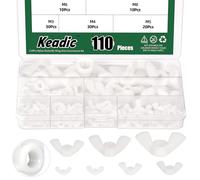 Keadic Set di 110 dadi ad ala metrici in nylon, M3, M4, M5, M6, M8, M10, M12, per stringere le orecchie, farfalla, dado, per l'industria domestica (bianco)