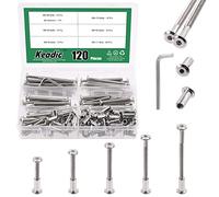 Keadic Set di 121 bulloni a bussola M6 x 40/50/60/70/80 mm, con chiave esagonale, viti di rilegatura argentate in 5 misure, kit assortimento, bulloni svasati per mobili e sedie da letto