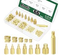 Keadic Set di 130 inserti termofissati e inserti filettati M2 / M2.5 / M3 / M4 / M5, set di dadi zigrinati e punte di saldatura, per saldatore, inserti per parti in plastica e parti di stampante 3D