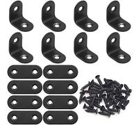 Keadic - Set di 16 supporti angolari in acciaio inox nero con staffe dritte e staffe a L per staffa ad angolo retto per sedie in legno, libreria, mobili (2020 mm, 402 mm)
