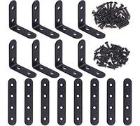 Keadic - Set di 16 supporti angolari neri con staffe dritte e staffe a L in acciaio inox per staffa ad angolo retto per sedie in legno, per libreria, mobili (6565 mm, 1303 mm)