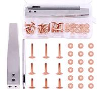 Keadic,Set di 18 rivetti in rame con rivetti per fissaggio a rivetti e tagliapasta per tagliapasta per prodotti in pelle: cinture, corde, borse e accessori per il fai da te in pelle (misura 9 e 12)