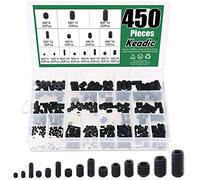 Keadic - Set di 2 viti a testa esagonale, con custodia in plastica, acciaio inox 304 e lega di acciaio 12.9, 15 misure metriche M3/4/5/6/8, K210, Black Set Screw - 450pcs (Kit 1)