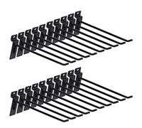 Keadic Set di 20 ganci da parete a doghe resistenti da 20,3 cm, ganci per mensole da parete, ganci per pannelli a parete per garage, negozi, negozi, negozi, organizzazione e display (nero)
