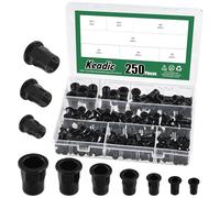 Keadic Set di 250 dadi per rivetti M3 M4 M5 M6 M8 M10 M12, in acciaio al carbonio zincato a testa piatta, inserto filettato, dado filettato, mezzo dado esagonale, dadi di fissaggio per edilizia,