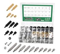 Keadic Set di 256 distanziatori M3 maschio femmina esagonale per bulloni, dadi assortiti, in ottone e nylon zincato, colonna filettata per PCB, computer e circuito stampato