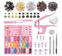 Keadic - Set di 31 bottoni in plastica T5 e 48 set di pinze a scatto in metallo, con pinze a scatto per cucito rosa, kit di fissaggio a scatto per progetti fai da te, cucito e fai da te.