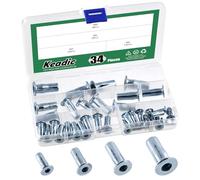Keadic Set di 34 dadi per rivetti multi-grip Pre Bulbed, inserti filettati, M4, M5, M6, M8, zincati, testa piatta scanalata, elementi di fissaggio per industria edile